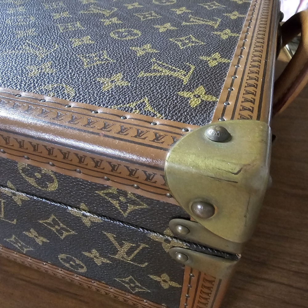 #00020-1143 VINTAGE 1970'S MONOGRAM LEATHER TRUNK SUITCASE 45 - Picture 7 of 11